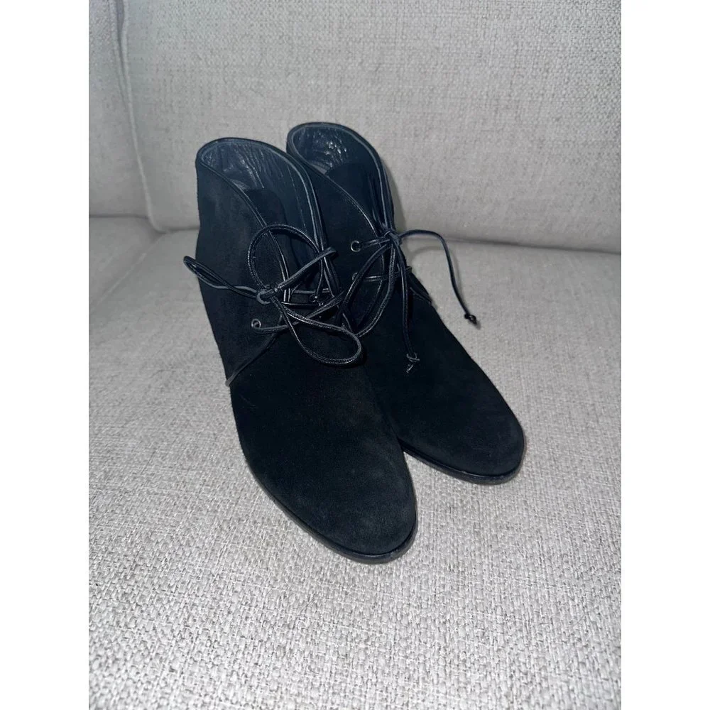 Stuart Weitzman Women's Black Suede‎ Ankle Booties Side 7.1/2 M